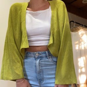 NWT Anthropologie Lime Cropped Cardigan
